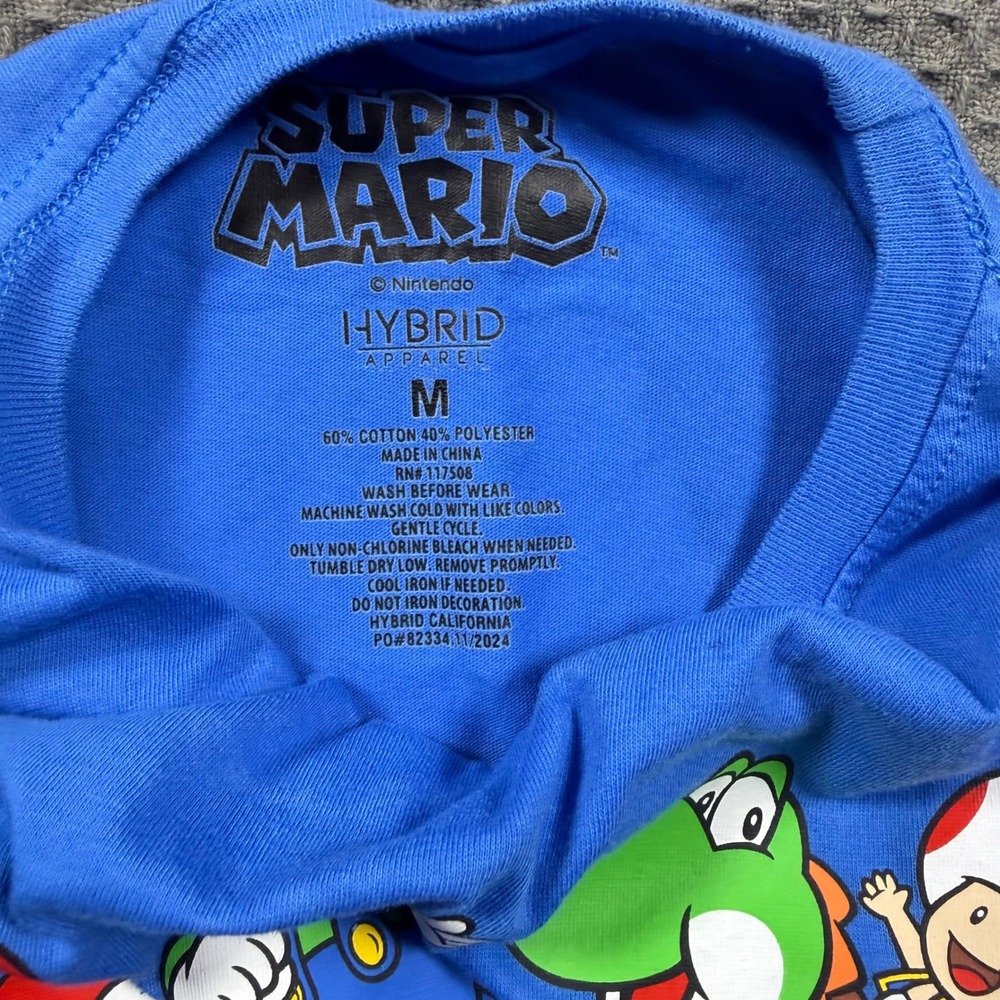 Nintendo Super Mario Bros Kids Blue Graphic T-Shirt Mario Luigi Yoshi Toad M - Picture 5 of 5